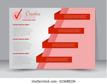 Flyer, brochure, billboard template design landscape orientation for education, presentation, website. Red color. Editable vector illustration.
