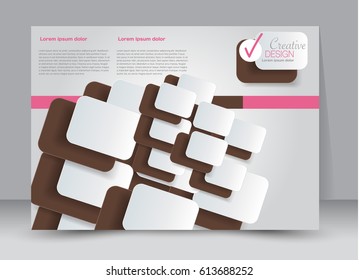 Flyer, brochure, billboard template design landscape orientation for education, presentation, website. Pink and brown color. Editable vector illustration.