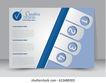 Flyer, brochure, billboard template design landscape orientation for education, presentation, website. Blue color. Editable vector illustration.