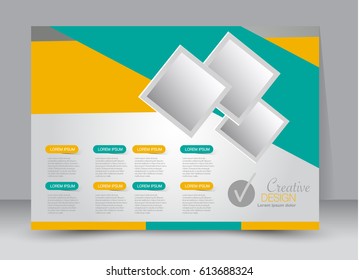 Flyer, brochure, billboard template design landscape orientation for education, presentation, website. Green and yellow color. Editable vector illustration.