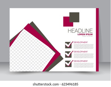 Flyer, brochure, billboard template design landscape orientation for education, presentation, website. Red and brown color. Editable vector illustration.