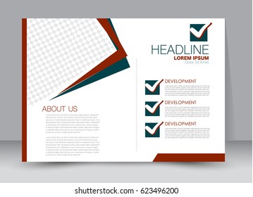 Flyer, brochure, billboard template design landscape orientation for education, presentation, website. Red and green color. Editable vector illustration.
