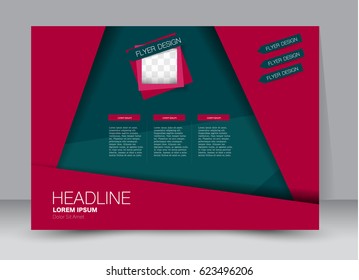 Flyer, brochure, billboard template design landscape orientation for education, presentation, website. Red and green color. Editable vector illustration.