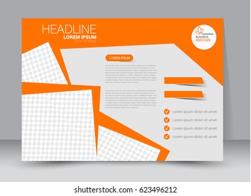Flyer, brochure, billboard template design landscape orientation for education, presentation, website. Orange color. Editable vector illustration.
