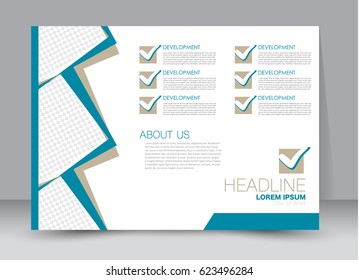 Flyer, brochure, billboard template design landscape orientation for education, presentation, website. Blue color. Editable vector illustration.