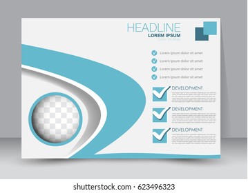 Flyer, brochure, billboard template design landscape orientation for education, presentation, website. Blue color. Editable vector illustration.