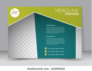 Flyer, brochure, billboard template design landscape orientation for education, presentation, website. Green color. Editable vector illustration.
