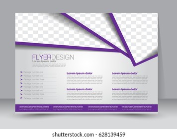 Flyer, brochure, billboard template design landscape orientation for education, presentation, website. Purple color. Editable vector illustration