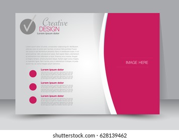 Flyer, brochure, billboard template design landscape orientation for education, presentation, website. Pink color. Editable vector illustration