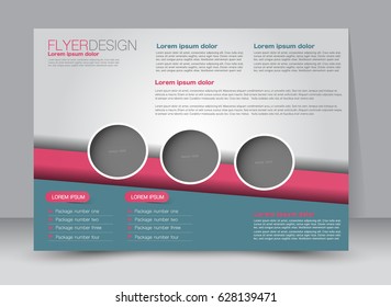 Flyer, brochure, billboard template design landscape orientation for education, presentation, website. Pink and green color. Editable vector illustration