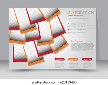 Flyer, brochure, billboard template design landscape orientation for education, presentation, website. Red and orange color. Editable vector illustration