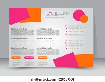 Flyer, brochure, billboard template design landscape orientation for education, presentation, website. Pink and orange color. Editable vector illustration