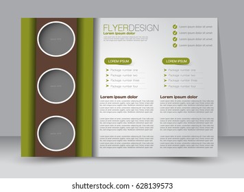 Flyer, brochure, billboard template design landscape orientation for education, presentation, website. Brown and green color. Editable vector illustration