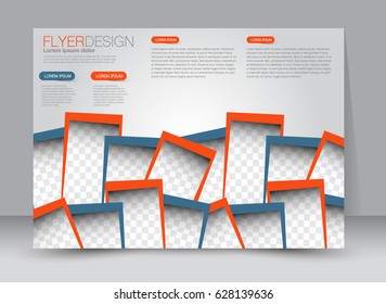 Flyer, brochure, billboard template design landscape orientation for education, presentation, website. Blue and orange color. Editable vector illustration