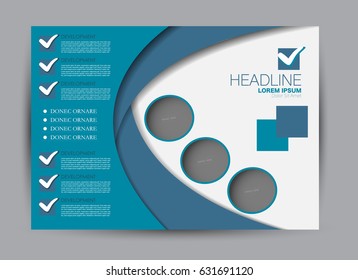 Flyer, brochure, billboard template design landscape orientation for education, presentation, website. Blue color. Editable vector illustration