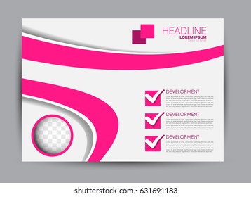 Flyer, brochure, billboard template design landscape orientation for education, presentation, website. Pink color. Editable vector illustration