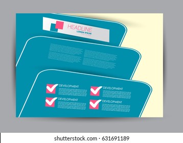 Flyer, brochure, billboard template design landscape orientation for education, presentation, website. Blue and pink color. Editable vector illustration