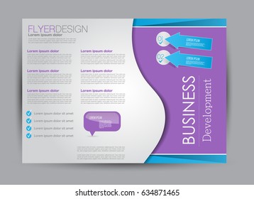 Flyer, brochure, billboard template design landscape orientation for education, presentation, website. Purple and blue color. Editable vector illustration.