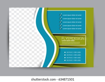 Flyer, brochure, billboard template design landscape orientation for education, presentation, website. Blue and green color. Editable vector illustration.