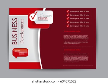 Flyer, brochure, billboard template design landscape orientation for education, presentation, website. Red color. Editable vector illustration.