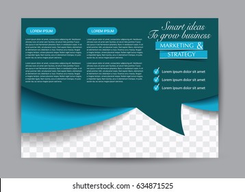 Flyer, brochure, billboard template design landscape orientation for education, presentation, website. Blue color. Editable vector illustration.