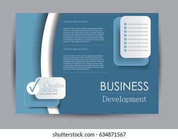 Flyer, brochure, billboard template design landscape orientation for education, presentation, website. Blue color. Editable vector illustration.