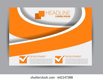 Flyer, brochure, billboard template design landscape orientation for education, presentation, website. Orange color. Editable vector illustration