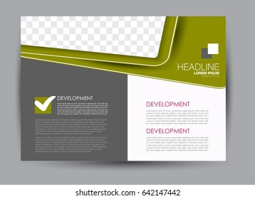 Flyer, brochure, billboard template design landscape orientation for education, presentation, website. Green and grey color. Editable vector illustration