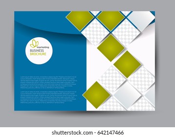 Flyer, brochure, billboard template design landscape orientation for education, presentation, website. Blue and green color. Editable vector illustration