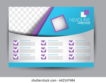 Flyer, brochure, billboard template design landscape orientation for education, presentation, website. Blue and purple color. Editable vector illustration