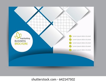 Flyer, brochure, billboard template design landscape orientation for education, presentation, website. Blue and green color. Editable vector illustration