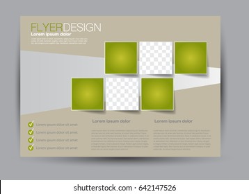 Flyer, brochure, billboard template design landscape orientation for education, presentation, website. Green color. Editable vector illustration