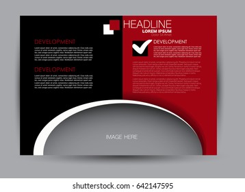 Flyer, brochure, billboard template design landscape orientation for education, presentation, website. Red and black color. Editable vector illustration