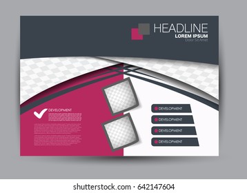 Flyer, brochure, billboard template design landscape orientation for education, presentation, website. Pink and grey color. Editable vector illustration