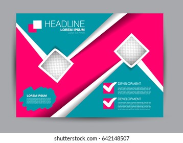 Flyer, brochure, billboard template design landscape orientation for education, presentation, website. Pink and blue color. Editable vector illustration