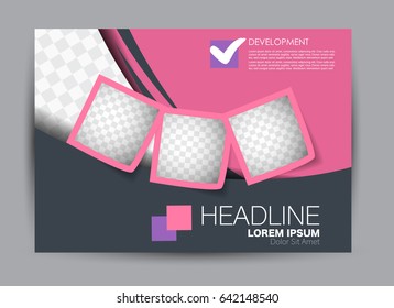 Flyer, brochure, billboard template design landscape orientation for education, presentation, website. Purple and pink color. Editable vector illustration