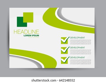 Flyer, brochure, billboard template design landscape orientation for education, presentation, website. Green color. Editable vector illustration