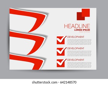 Flyer, brochure, billboard template design landscape orientation for education, presentation, website. Red color. Editable vector illustration