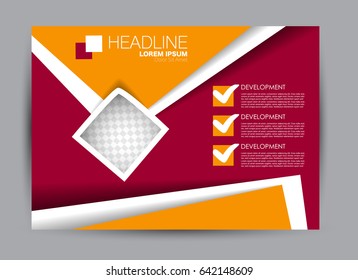 Flyer, brochure, billboard template design landscape orientation for education, presentation, website. Red and orange color. Editable vector illustration