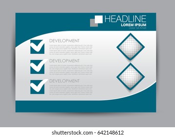 Flyer, brochure, billboard template design landscape orientation for education, presentation, website. Blue color. Editable vector illustration