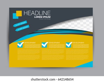 Flyer, brochure, billboard template design landscape orientation for education, presentation, website. Blue and yellow color. Editable vector illustration