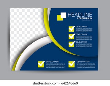 Flyer, brochure, billboard template design landscape orientation for education, presentation, website. Blue and yellow color. Editable vector illustration