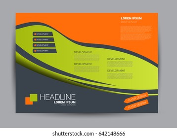 Flyer, brochure, billboard template design landscape orientation for education, presentation, website. Orange and green color. Editable vector illustration