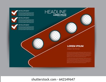 Flyer, brochure, billboard template design landscape orientation for education, presentation, website. Red and green color. Editable vector illustration