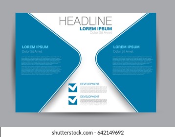 Flyer, brochure, billboard template design landscape orientation for education, presentation, website. Blue color. Editable vector illustration