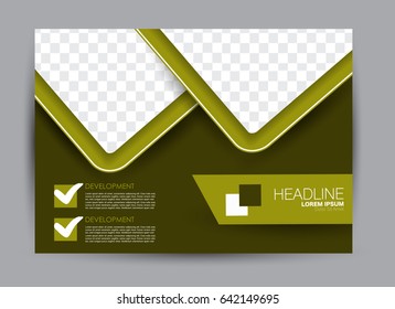 Flyer, brochure, billboard template design landscape orientation for education, presentation, website. Green color. Editable vector illustration
