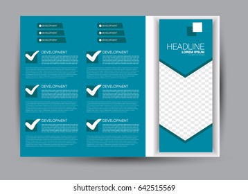 Flyer, brochure, billboard template design landscape orientation for education, presentation, website. Blue color. Editable vector illustration.