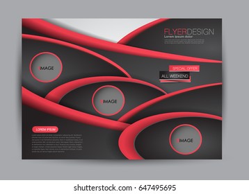 Flyer, brochure, billboard template design landscape orientation for education, presentation, website. Black and red color. Editable vector illustration.