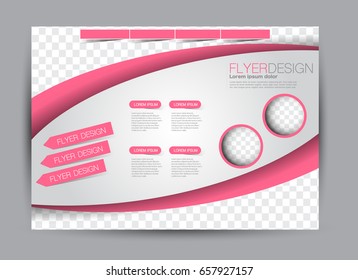 Flyer, brochure, billboard template design landscape orientation for education, presentation, website. Pink color. Editable vector illustration