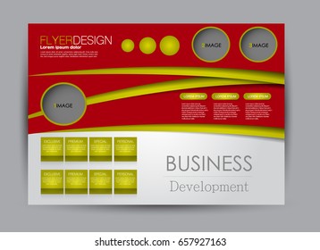 Flyer, brochure, billboard template design landscape orientation for education, presentation, website. Red and yellow color. Editable vector illustration